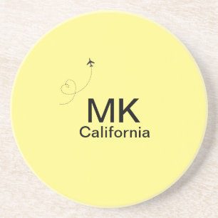 Posavasos Simple monograma mínimo añadir texto viajar avión
