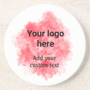 Posavasos Simple rojo acuarela agregue su logotipo texto per