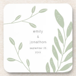 Posavasos Simple Sage Green Foliage Nombres Fecha Favor De B