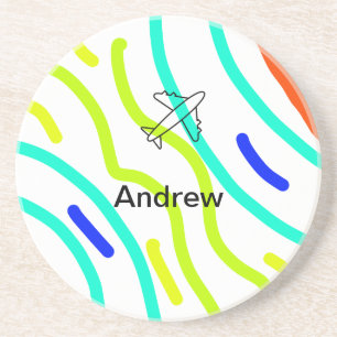 Posavasos Simple viaje en avión minimalista añade tu nombre