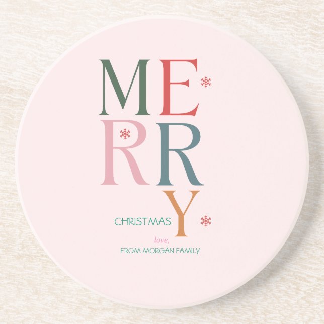 Posavasos Simplemente Navidades Coloridas Rosa (Frente)