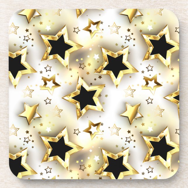 Posavasos Sin inconvenientes de luz con estrellas de oro (Frente)