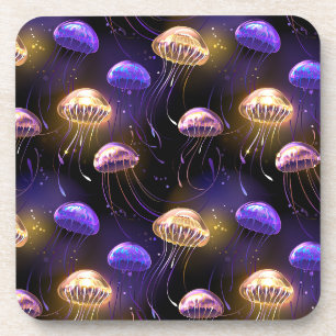 Posavasos Sin soldadura con medusas brillantes