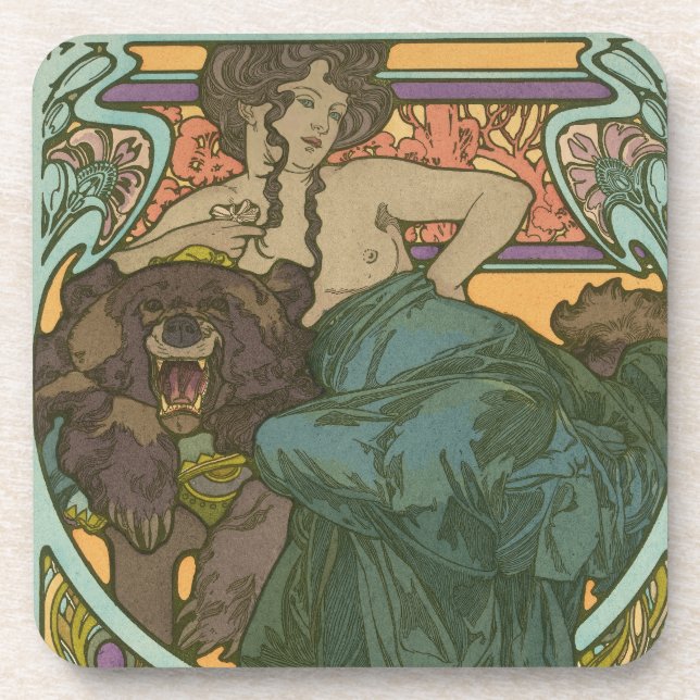 Posavasos Sin título de Alphonse Mucha (1902) (Frente)