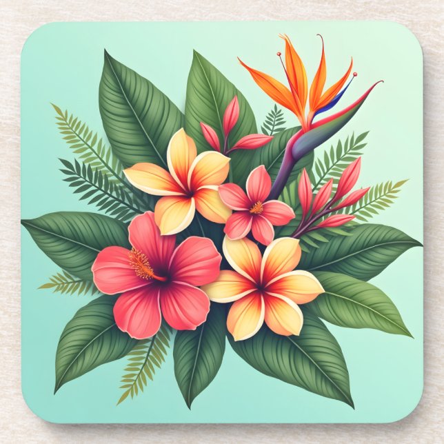Posavasos Sinfonía floral tropical radiante (Frente)