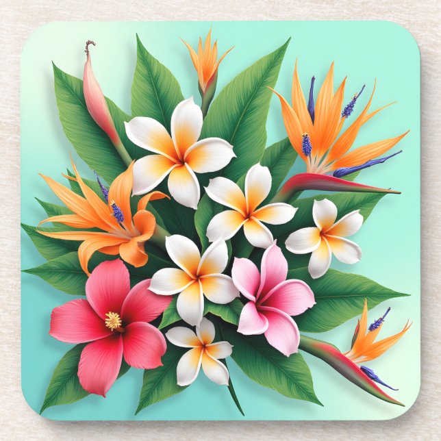 Posavasos Sinfonía floral tropical radiante (Frente)