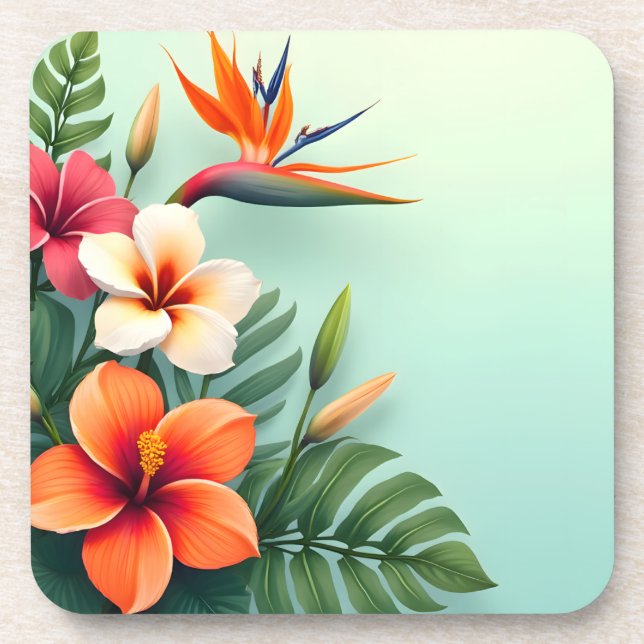 Posavasos Sinfonía floral tropical radiante (Frente)