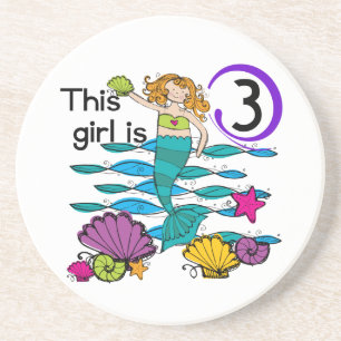 Posavasos Sirena 3 cumpleaños camisetas y regalos de T