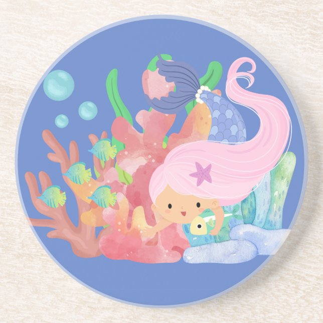 POSAVASOS SIRENA DE PELO ROSA  (Frente)