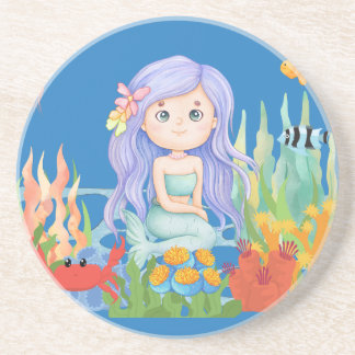 Posavasos sirena Hermosa sirena PURPLE HAIR sirena jugando e