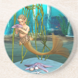 Posavasos Sirena joven fantasía submarina para niños