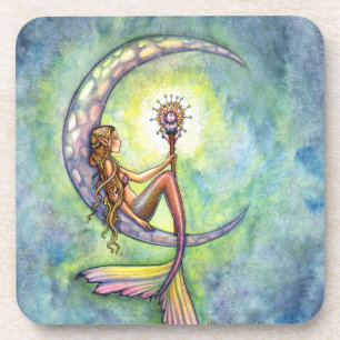 Posavasos Sirena Luna Acuarela Sirena Molly Harrison Arte