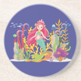 Posavasos Sirena oceánica: El cabello largo y rojo