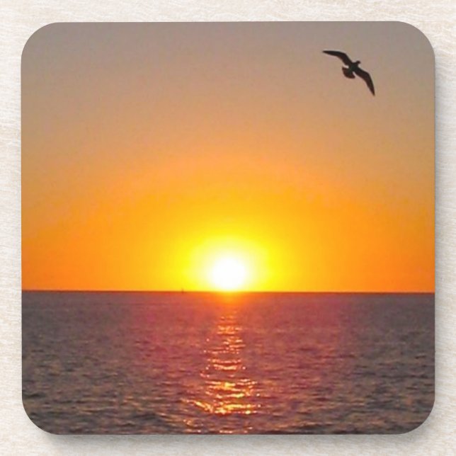 Posavasos Sistema del práctico de costa de la puesta del sol (Frente)