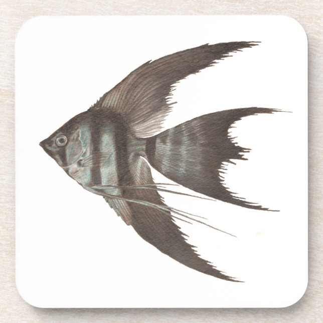 Posavasos Sistema negro del Angelfish de la cola del velo de (Frente)