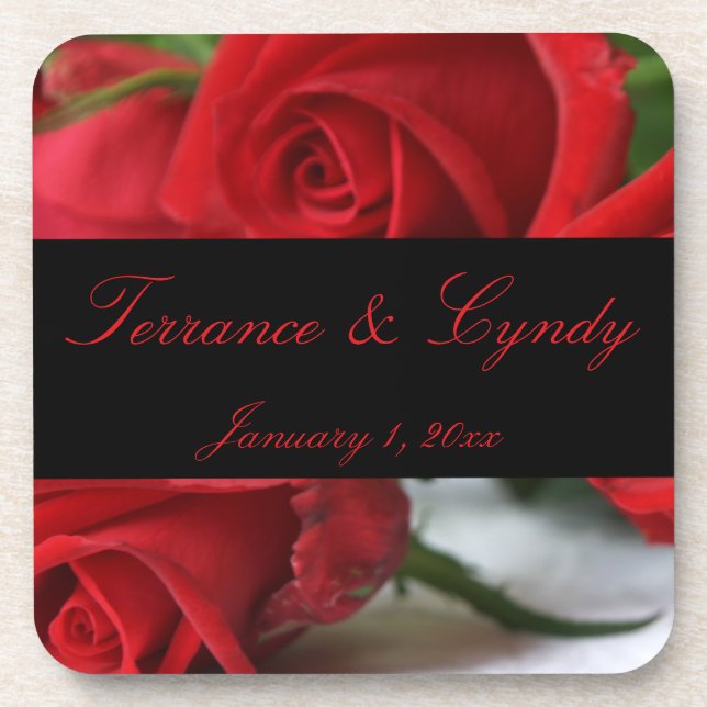 Posavasos Sistema personal del ramo del rosa rojo de (Frente)