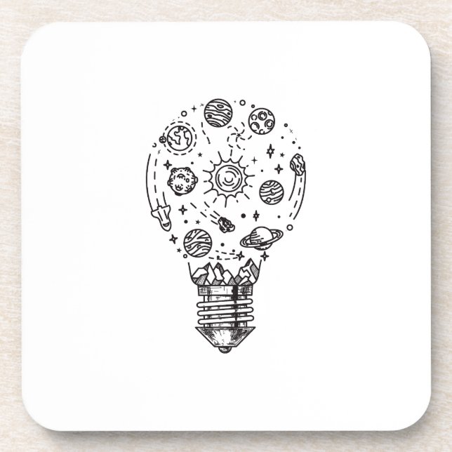 Posavasos Sistema solar Doodle en bombilla (Frente)