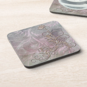 Posavasos Sistemas florales sombreados oro color de rosa del