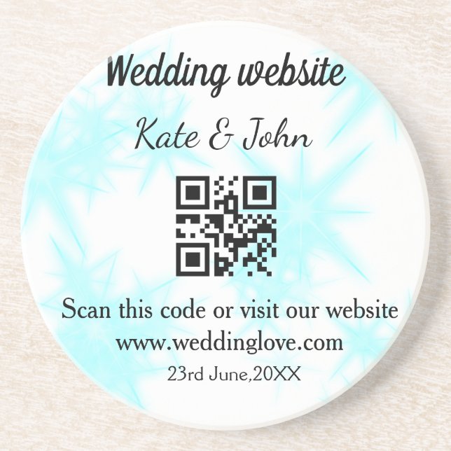 Posavasos Sitio web de boda simple minimal QR código agregar (Frente)
