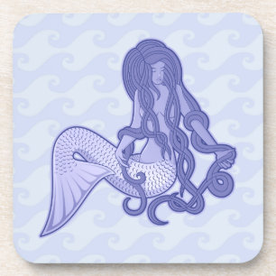 Posavasos Sitting Mermaid Blue