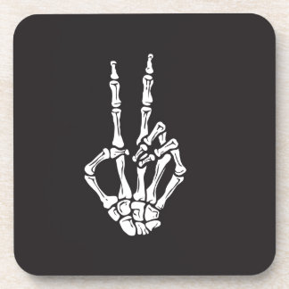 Posavasos Skeleton Hand with Peace Sign on a 