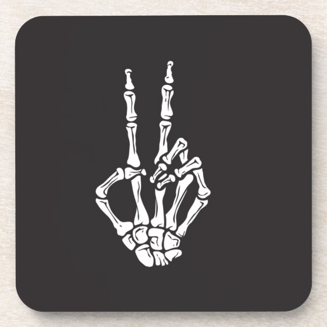 Posavasos Skeleton Hand with Peace Sign on a  (Frente)