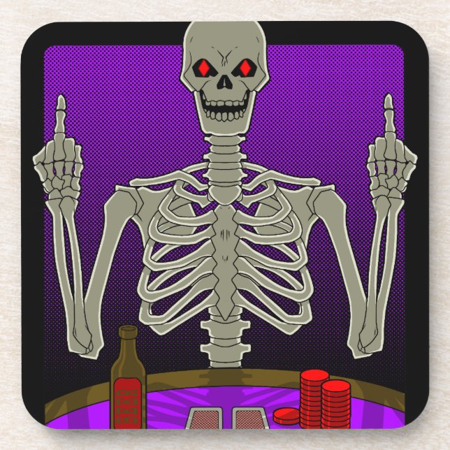 Posavasos Skeleton Poker Flip (Frente)