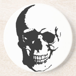 Posavasos Skull - Arte Metalizado negro y blanco