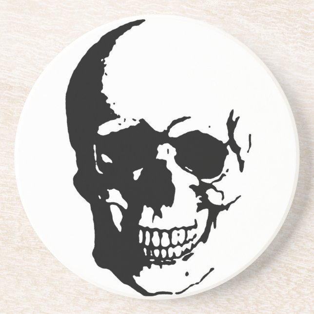 Posavasos Skull - Arte Metalizado negro y blanco (Frente)