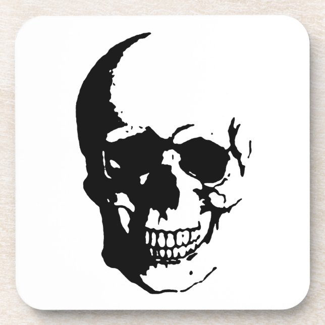 Posavasos Skull - Arte Metalizado negro y blanco (Frente)
