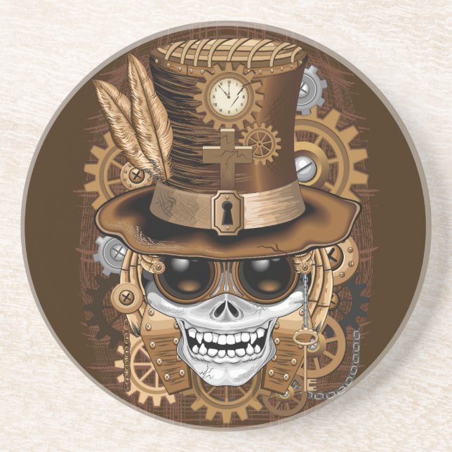 Posavasos Skull Steampunk Voodoo Retro Machine (Frente)