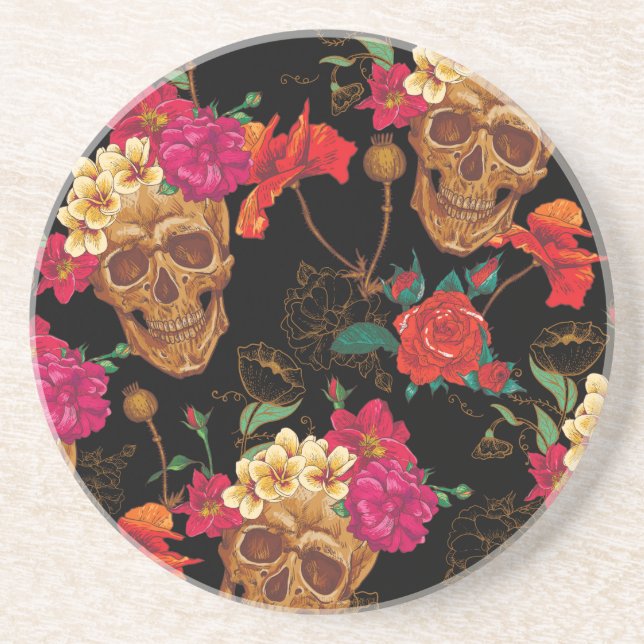Posavasos Skulls florales (Frente)