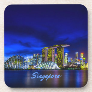 Posavasos Skyline Ciudad De Singapur De Noche