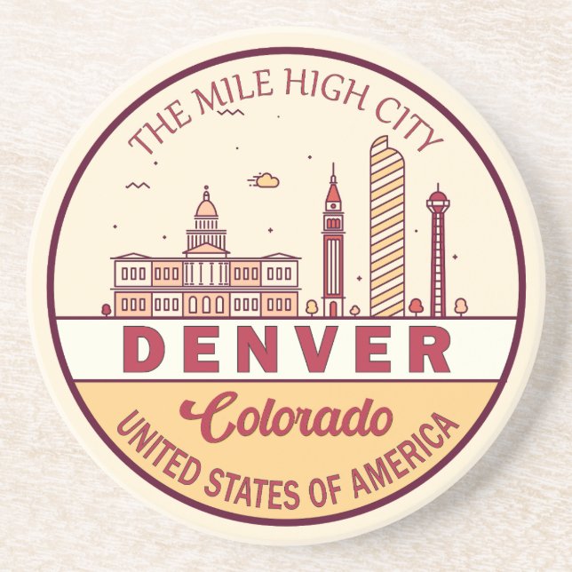 Posavasos Skyline Emblem de Denver Colorado (Frente)
