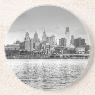 Posavasos Skyline Filadelfia en blanco y negro