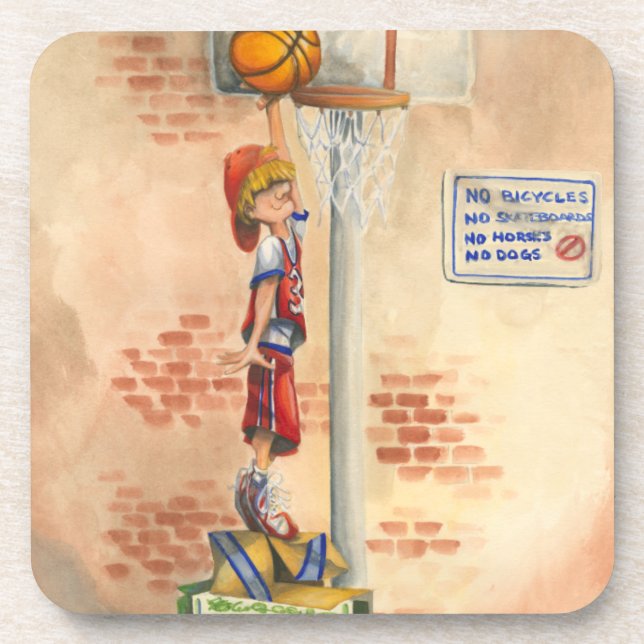 Posavasos Slam Dunk en Basketball Hoop por Jay Throckmorton (Frente)