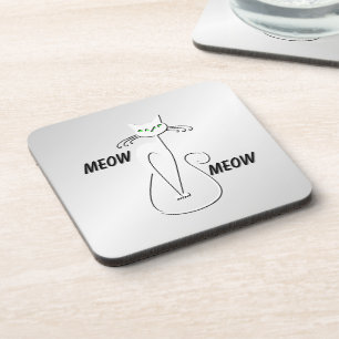Posavasos Slinky Black Cat Meow Meow Green Eyes en plata