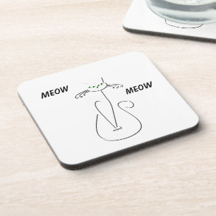 Posavasos Slinky Black Cat Meow Meow Personalizado Textos Oj