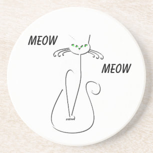 Posavasos Slinky Black Cat Meow Meow Personalizado Textos Oj