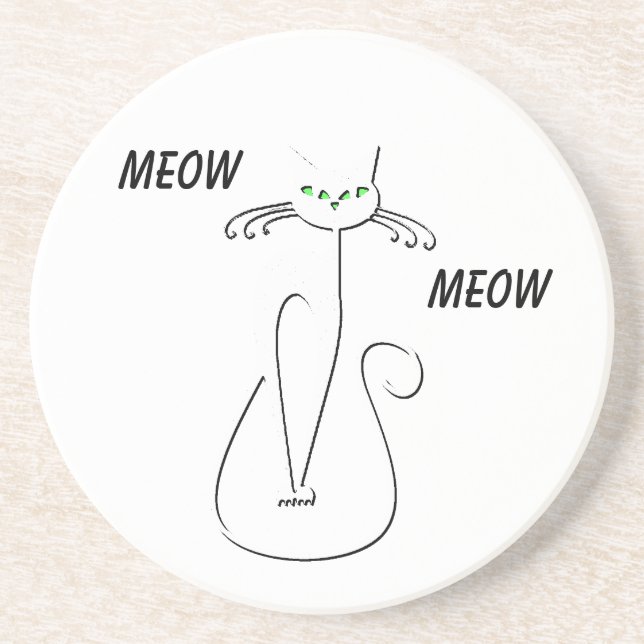 Posavasos Slinky Black Cat Meow Meow Personalizado Textos Oj (Frente)