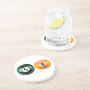 Posavasos SlipperyJoe 69 mesa de billar dos bolas de billar
