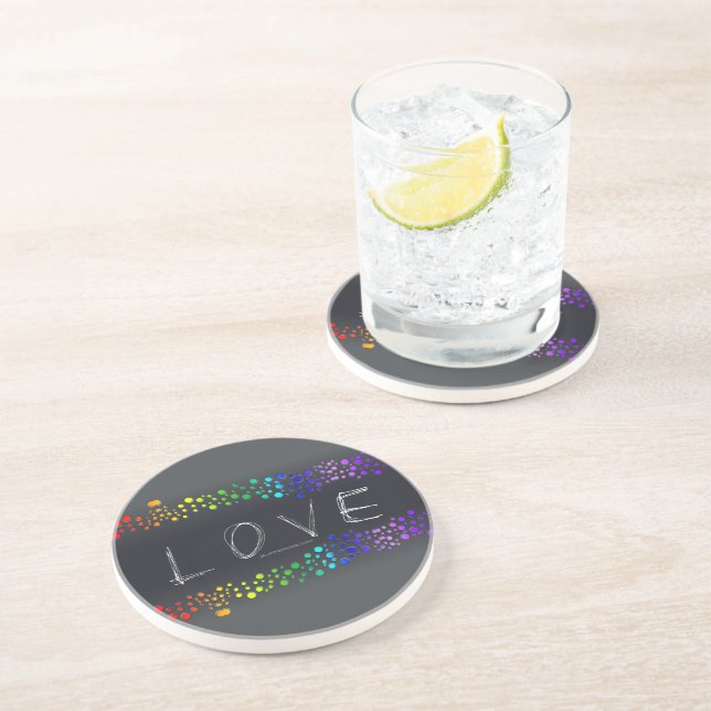 Posavasos SlipperyJoe amor burbujas rojo naranja verde amari (Lado)