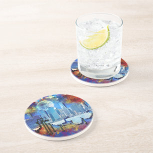 Posavasos SlipperyJoe NYC grafiti luna rodeada de nubes dram