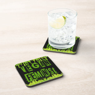 Posavasos SlipperyJoe's atención vegana feminista que llama