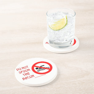 Posavasos SlipperyJoe's Do Not Spoon Bacon red Advertencia m