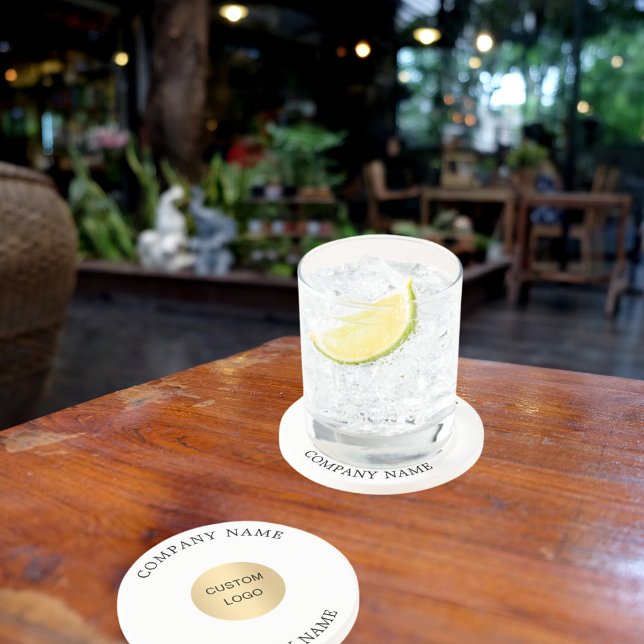 Posavasos Slogan de texto del logo de la empresa comercial (Subido por el creador)