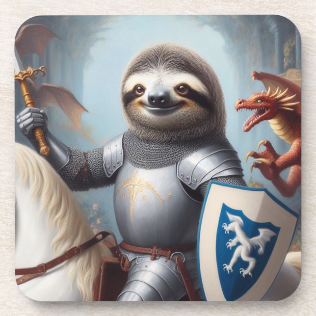 Posavasos Sloth Knight contra los dragones (Frente)