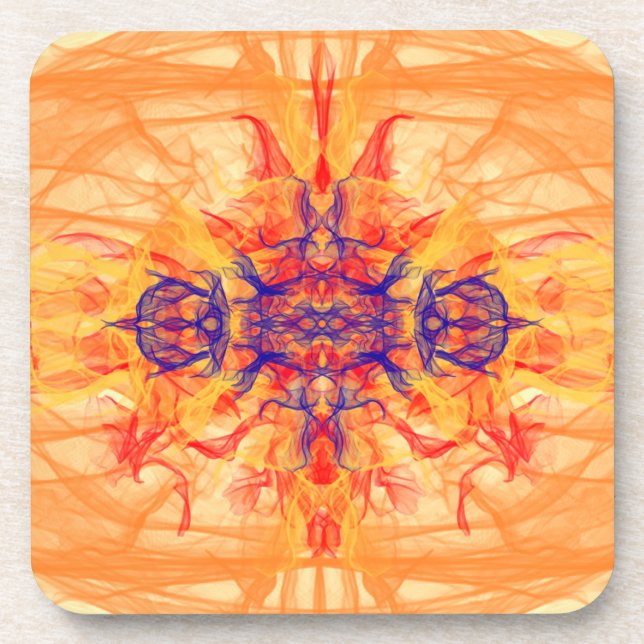 Posavasos SMOKE naranja - Arte Fractal - Bebida (Frente)