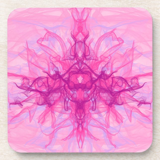 Posavasos SMOKE PINK - Arte fractal moderno y abstracto - (Frente)