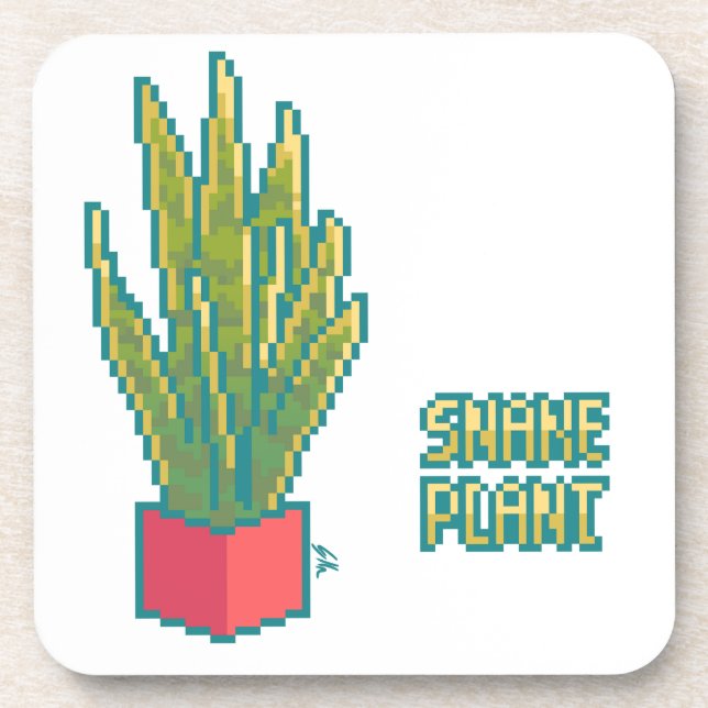 Posavasos Snake plant Pixelart, Pixel Art (Frente)